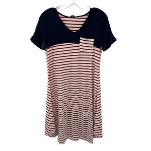 NWT Zeagoo Women's Red and White Stripes Short Sleeve Dress